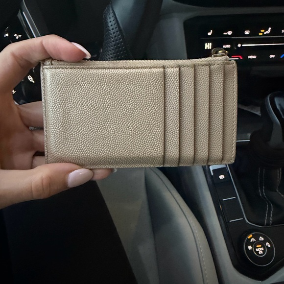 Yves Saint Laurent Taupe Card Holder with Gold Logo - Picture 4 of 6